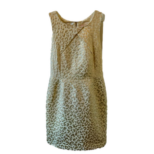 Hutch Anthropologie Gold Size 4 Dress Sleeveless Leopard Jacquard NEW